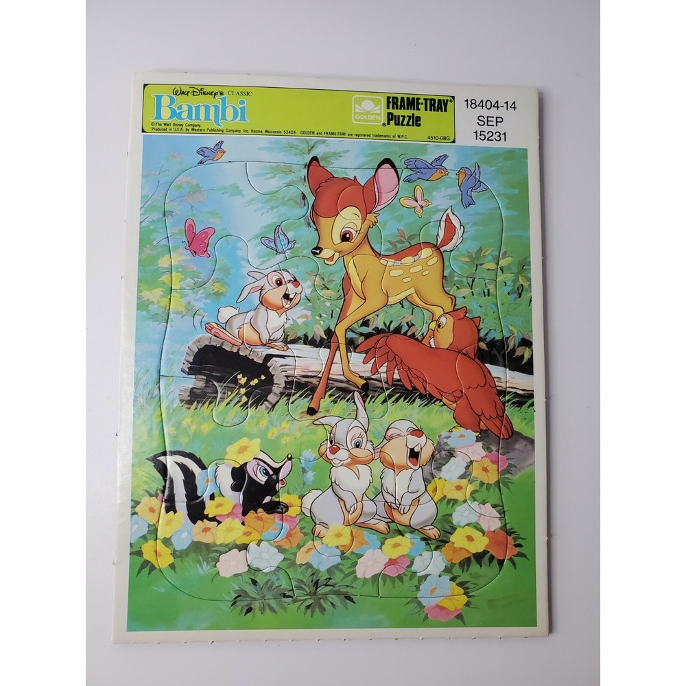 Disney‎ - Bambi Thumper & Flower - Golden Frame Tray Puzzle 4510-08G - Vintage